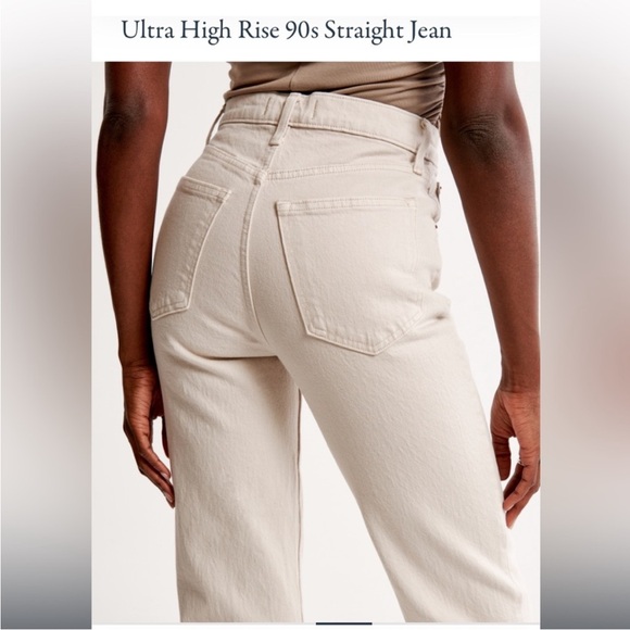 Abercrombie & Fitch The 90s Straight Jean Ultra High Rise In Cream Size 28/6 - Picture 2 of 9